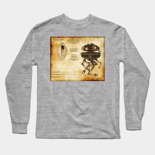 Alien Probe Parchment Blueprint Long Sleeve T-Shirt